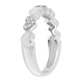 Small Heart Band Ring Cubic Zirconia White Gold 14k [R109-057]