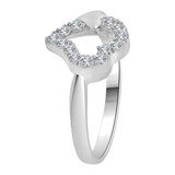 Skewed Small Heart Ring Cubic Zirconia White Gold 14k [R109-060]