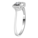 Small Heart Ring Small Round Cubic Zirconia White Gold 14k [R109-068]