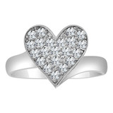 Heart Ring Cluster of Cubic Zirconia White Gold 14k [R109-069]