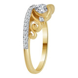 Princess Tiara Crown Ring Cubic Zirconia Yellow Gold 14k [R110-015]