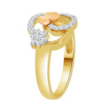 Abstract Mini Butterfly Ring Cubic Zirconia Yellow and Rose Gold 14k [R110-019]