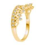 Princess Tiara Crown Ring Cubic Zirconia Yellow Gold 14k [R110-022]