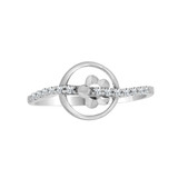 Dainty Modern Abstract Ring Cubic Zirconia White Gold 14k [R110-059]