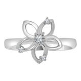 Plumeria Hawaiian Flower Ring Cubic Zirconia White Gold 14k [R110-064]