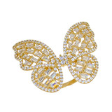 Lady Butterfly Ring Cubic Zirconia Yellow Gold 14k [R111-105]