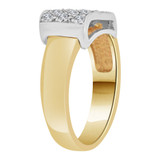 Elegant Modern Ring Cubic Zirconia Yellow and White Gold 14k [R112-012]