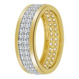 Eternity Band Ring Double Row Cubic Zirconia Size 7.5 Yellow Gold 14k [R112-021]