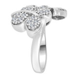 Double Four Leaf Clover Ring Cubic Zirconia White Gold 14k [R112-057]