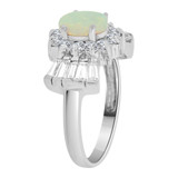 Simulated Opal Cubic Zirconia White Gold 14k [R112-064]