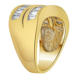 Two Row Curved Band Ring Cubic Zirconia Yellow Gold 14k [R113-002]