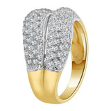 Double Layer Curved Domed Band Ring Cubic Zirconia Yellow Gold 14k [R113-008]