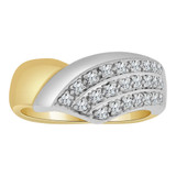 Chevron V Shape Band Ring Cubic Zirconia Yellow Gold 14k [R113-022]