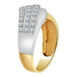 Chevron V Shape Band Ring Cubic Zirconia Yellow Gold 14k [R113-022]