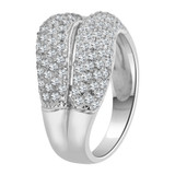Double Row Curved Domed Band Ring Cubic Zirconia White Gold 14k [R113-058]