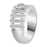 Modern Abstract Band Ring Cubic Zirconia White Gold 14k [R113-061]