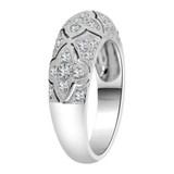 Domed Band Ring Intricate Classic Cubic Zirconia White Gold 14k [R113-073]