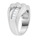 Modern Knot Ring Baguette Shape Cubic Zirconia White Gold 14k [R113-085]