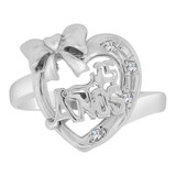 Heart Bow 15 Anos Quinceanera Ring Cubic Zirconia White Gold 14k [R114-033]