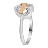 Small Dainty Heart Mom Ring Cubic Zirconia Rose and White Gold 14k [R114-035]