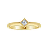 Dainty Solitaire Lady Promise Ring Princess Cut Cubic Zirconia Yellow Gold 14k [R116-012]