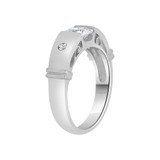 Elegant Lady Engagement Ring Princess Cut Cubic Zirconia White Gold 14k [R116-051]