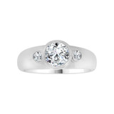 Elegant Lady Wedding Anniversary Ring Round Cubic Zirconia White Gold 14k [R116-052]