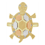 Open Back Turtle Tortoise Ring Cubic Zirconia Tricolor Gold 14k [R118-011]