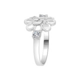 Dainty 15 Anos Quinceanera Flower Ring Cubic Zirconia White Gold 14k [R120-071]