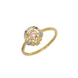 15 Quinceanera Round Ring Cubic Zirconia Tricolor Gold 14k [R121-204]