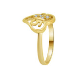 Dainty 15 Anos Quinceanera Heart and Bow Ring Cubic Zirconia Yellow Gold 14k [R123-006]