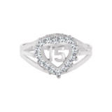 Small Heart 15 Anos Quinceanera Ring Cubic Zirconia White Gold 14k [R123-053]