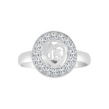 Heart Round Bezel 15 Anos Quinceanera Ring Cubic Zirconia White Gold 14k [R123-054]