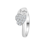 Small Double Heart 15 Anos Quinceanera Ring Cubic Zirconia White Gold 14k [R123-069]