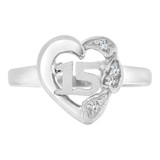 15 Anos Quinceanera Heart Ring Cubic Zirconia White Gold 14k [R124-075]