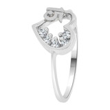 Thin Mini Heart 15 Anos Quinceanera Ring Cubic Zirconia White Gold 14k [R124-077]