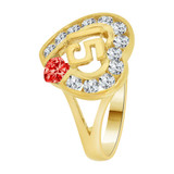 15 Anos Quinceanera Heart Ring Cubic Zirconia Jul Red Yellow Gold 14k [R124-107]