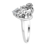 Heart and Rose 15 Anos Quinceanera Ring Cubic Zirconia White Gold 14k [R125-061]