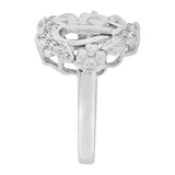 Heart and Flower 15 Anos Quinceanera Ring Cubic Zirconia White Gold 14k [R126-060]