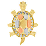 Turtle Lady Ring Cubic Zirconia Tricolor Gold 14k [R127-016]