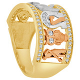 Lucky Symbols Ring Cubic Zirconia Tricolor Gold 14k [R127-037]