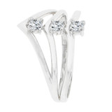 Chevron 3 Layer V Ring Cubic Zirconia White Gold 14k [R128-067]