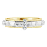 Rosary Prayer Band Ring Cross Cubic Zirconia Size 9 Yellow and White Gold 14k [R128-790]