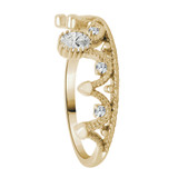 Tiara Crown Ring Cubic Zirconia Yellow Gold 14k [R129-042]