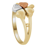 Lucky 4 Leaf Clover Lady Ring Cubic Zirconia Tricolor Gold 14k [R129-043]
