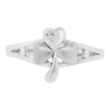 Small Good Luck Clover Ring Cubic Zirconia White Gold 14k [R129-058]