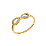 Thin Infinity Ring Cubic Zirconia Yellow Gold 14k [R129-204]