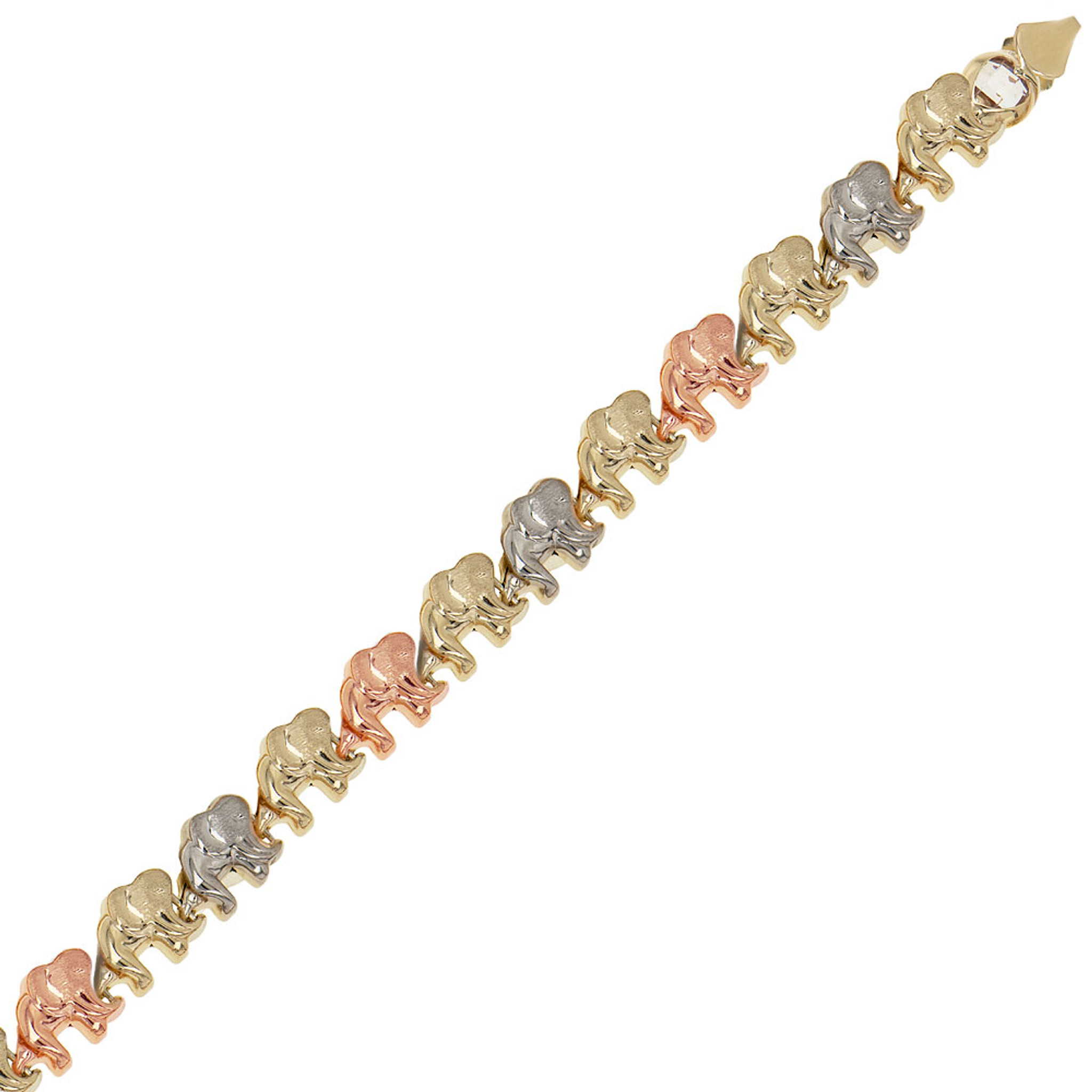 Alternating Crystal Elephant Stampato Bracelet in 10K Gold Bonded Sterling  Silver  725  Banter