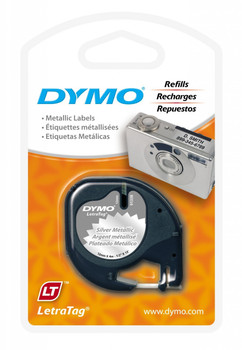 Dymo LetraTag Tape 91208 91338 12MM X 4M Silver Plastic
