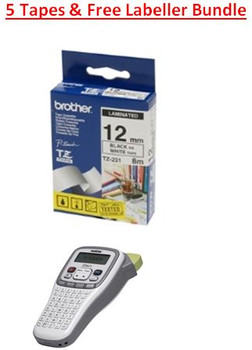 Brother TZe-231 Tape & FREE PT-H105 Labeller Bundle